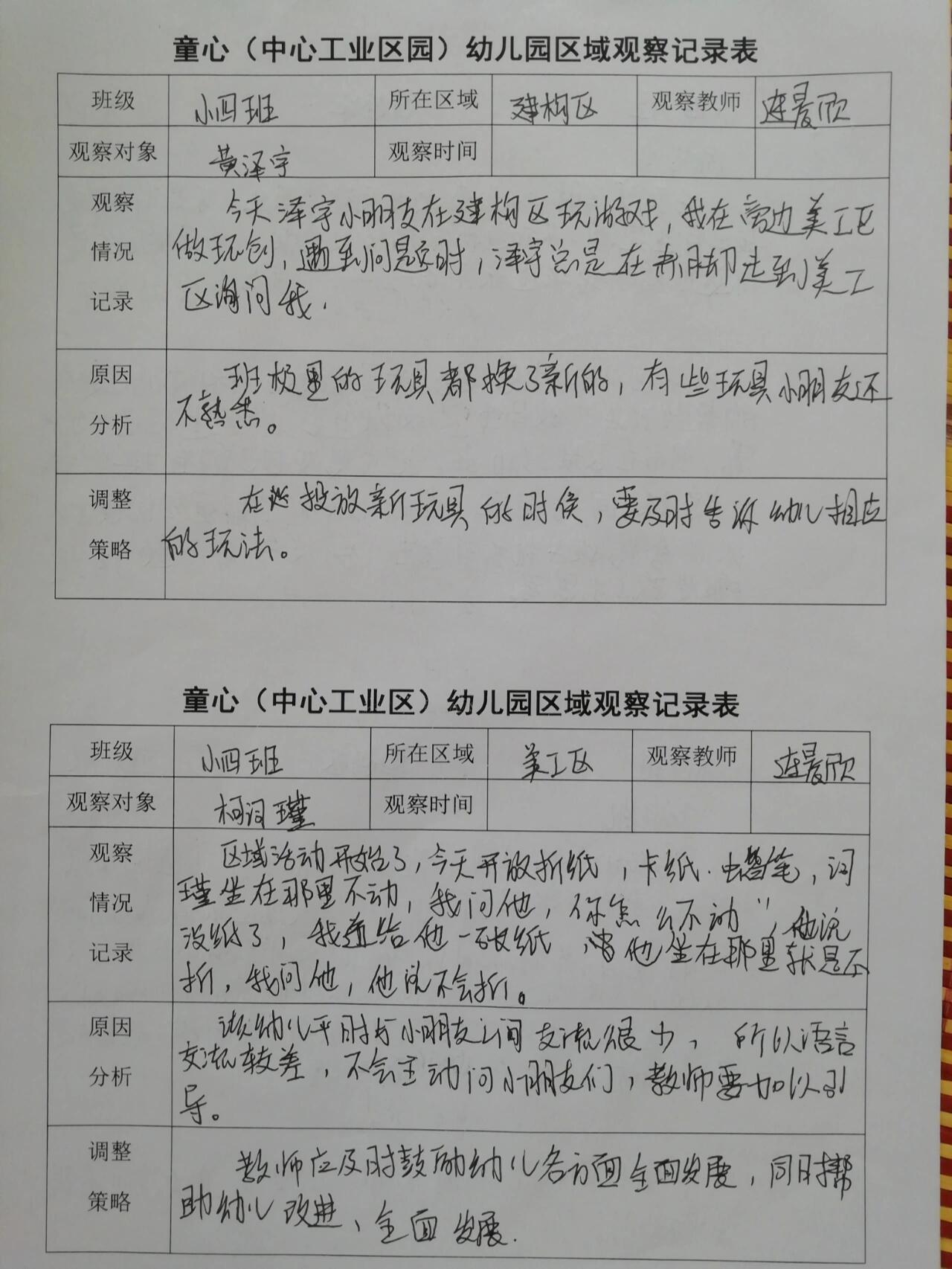 幼儿园观察记录表小班图片(幼儿园观察记录表小班图片怎么写)