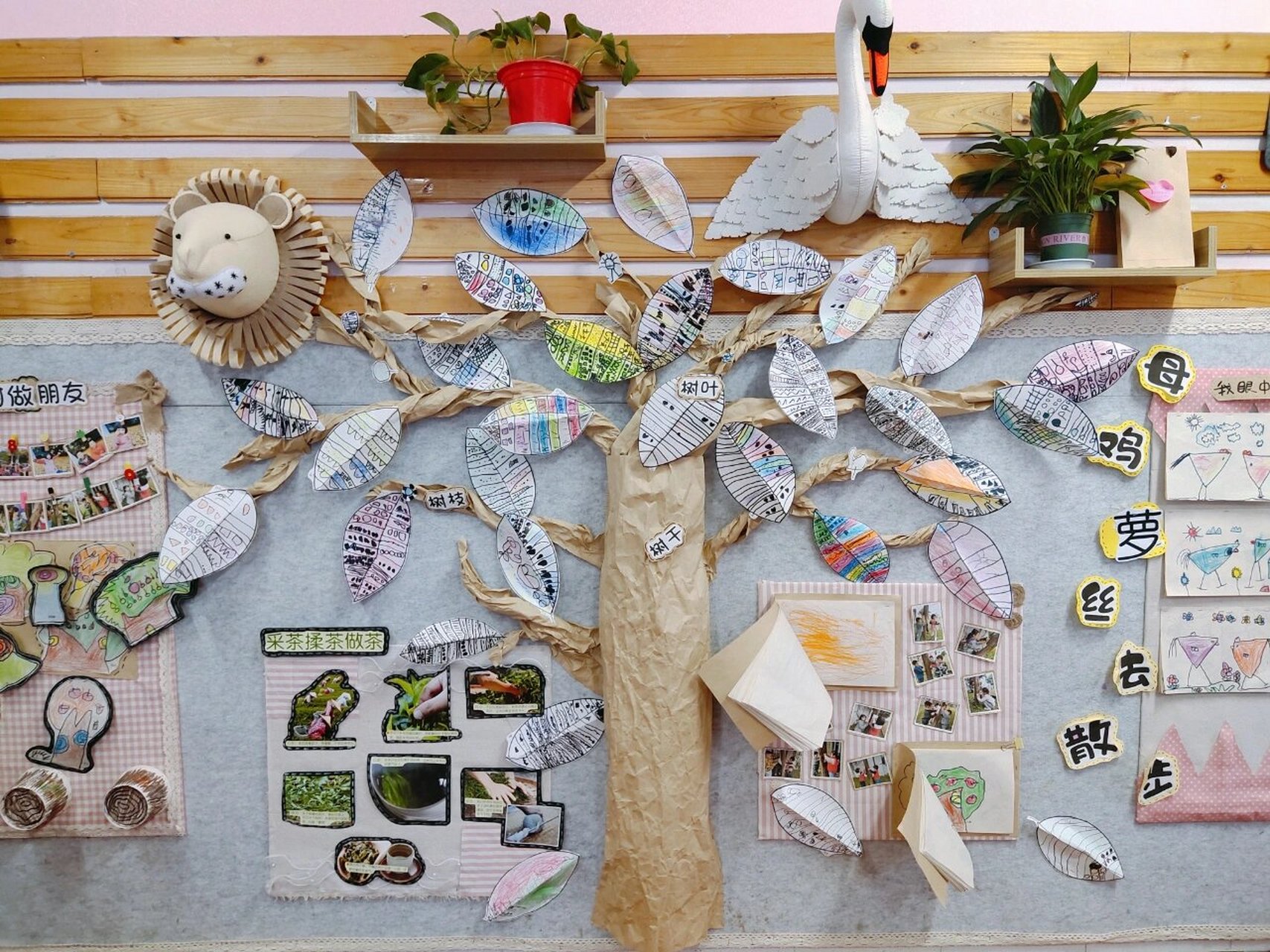 幼儿园环创:拜访大树 环创主题:拜访大树99 这个环创是我实习的时候