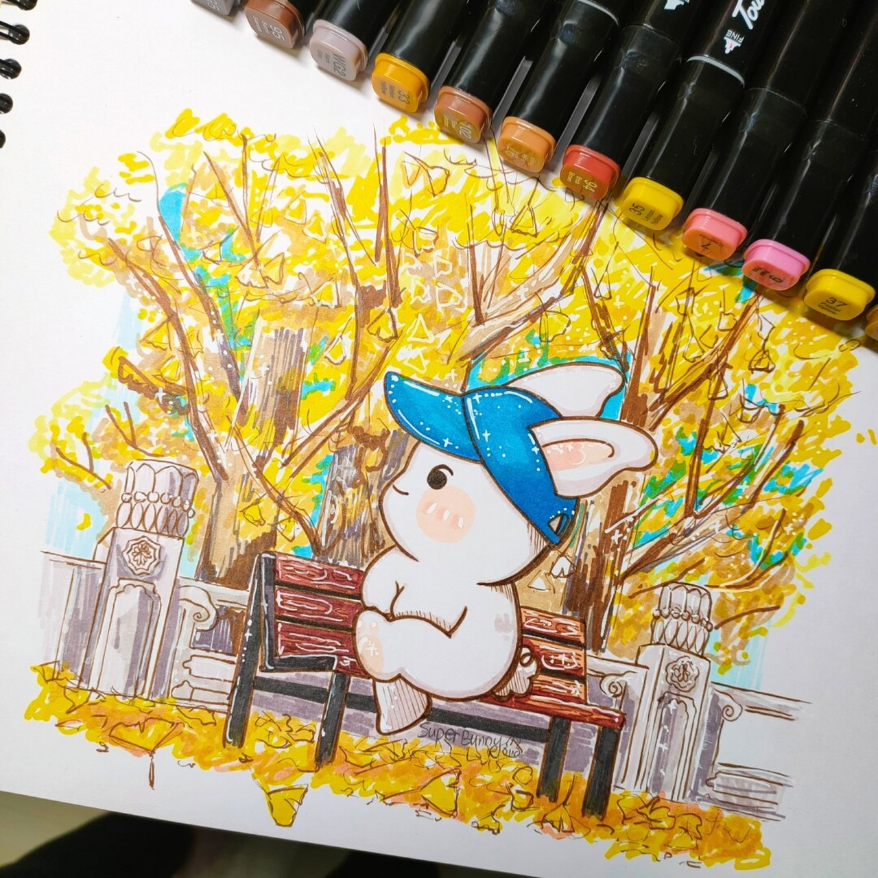 做一只有故事滴兔兔99马克笔手绘插画 99999999  感谢北鼻