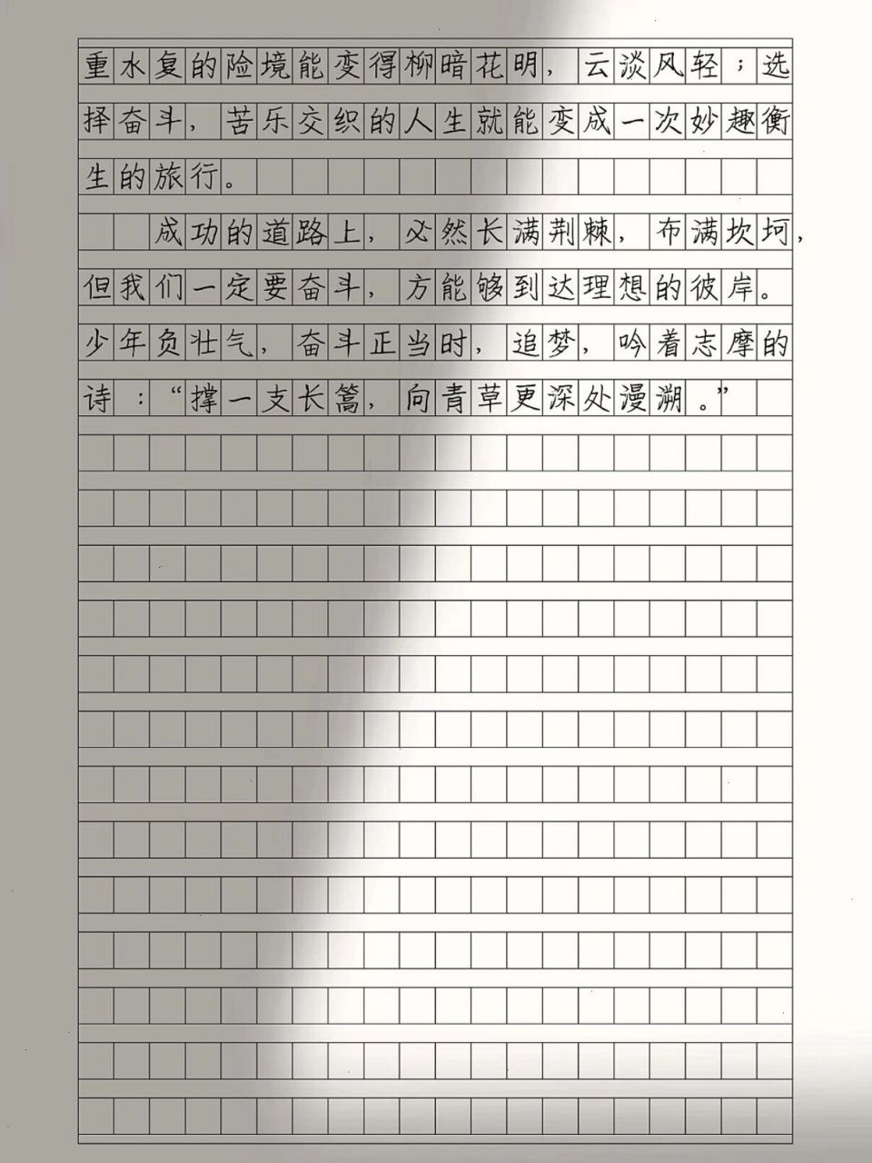 《少年负壮气,奋斗正当时》 优秀作文摘抄 成功的道路上,必然长满荆棘