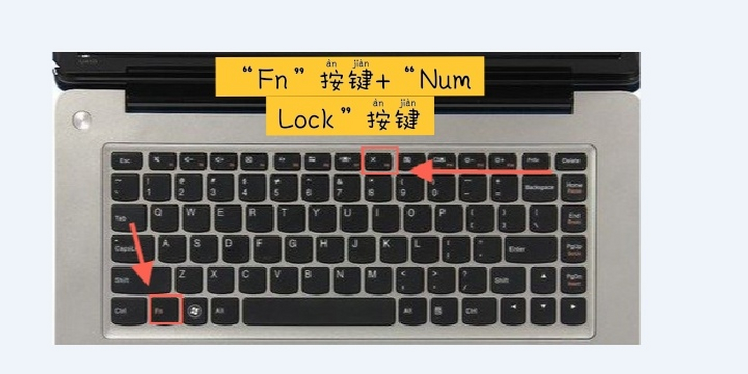 笔记本小键盘打开关闭的步骤"fn"按键 "num lock"按键.