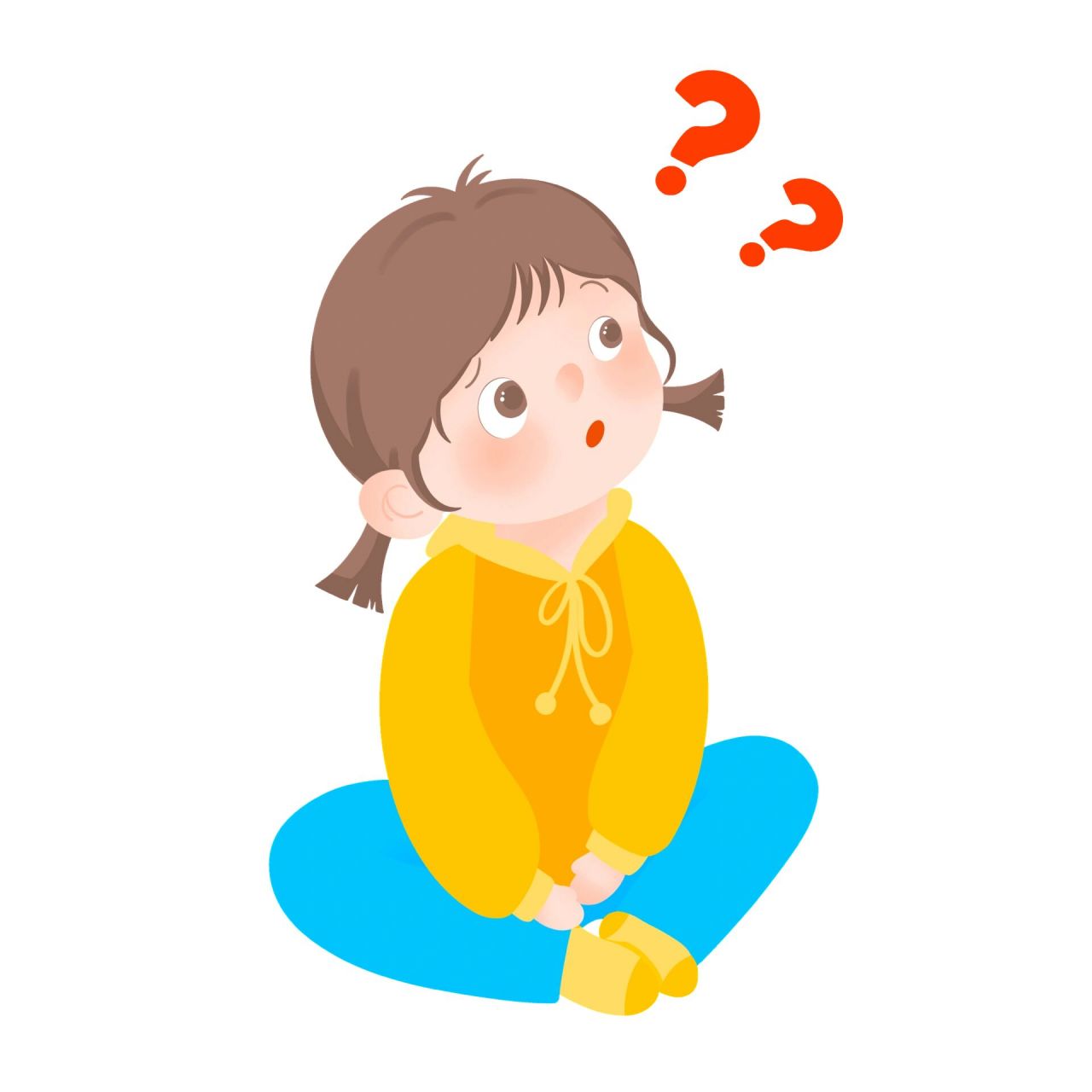 93小人卡通肌理手绘儿童思考卡通人物素材 93穿蓝毛衣的单人男孩