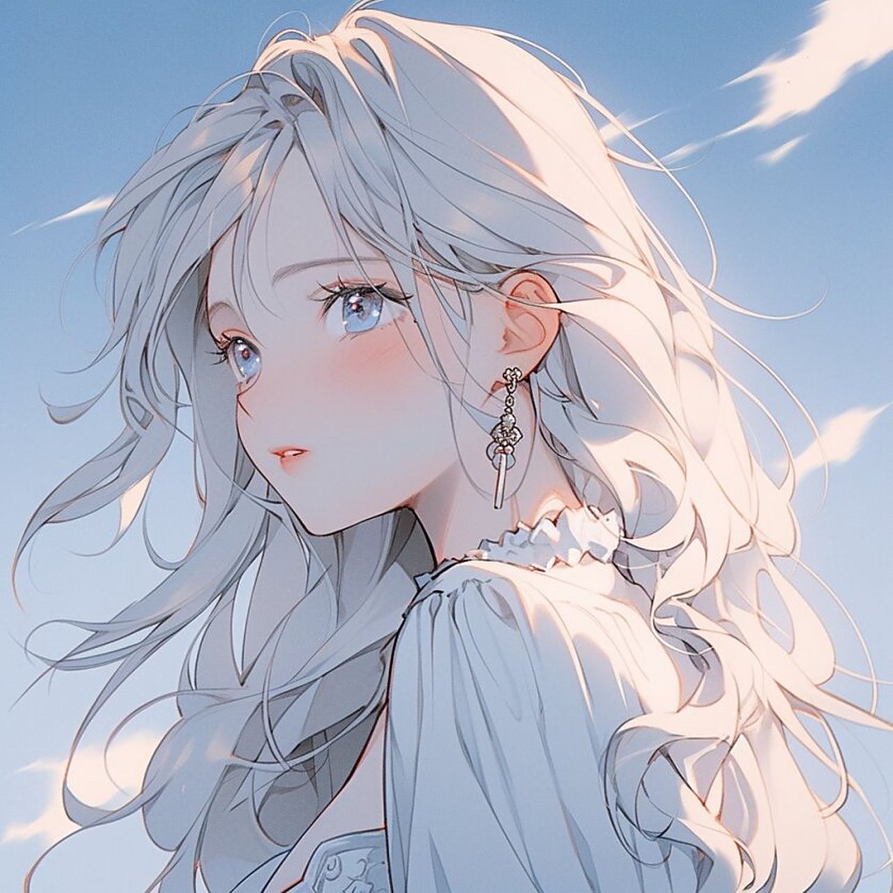 女生头像|银色系ins高级感小众可爱卡通 银色系女孩头像02