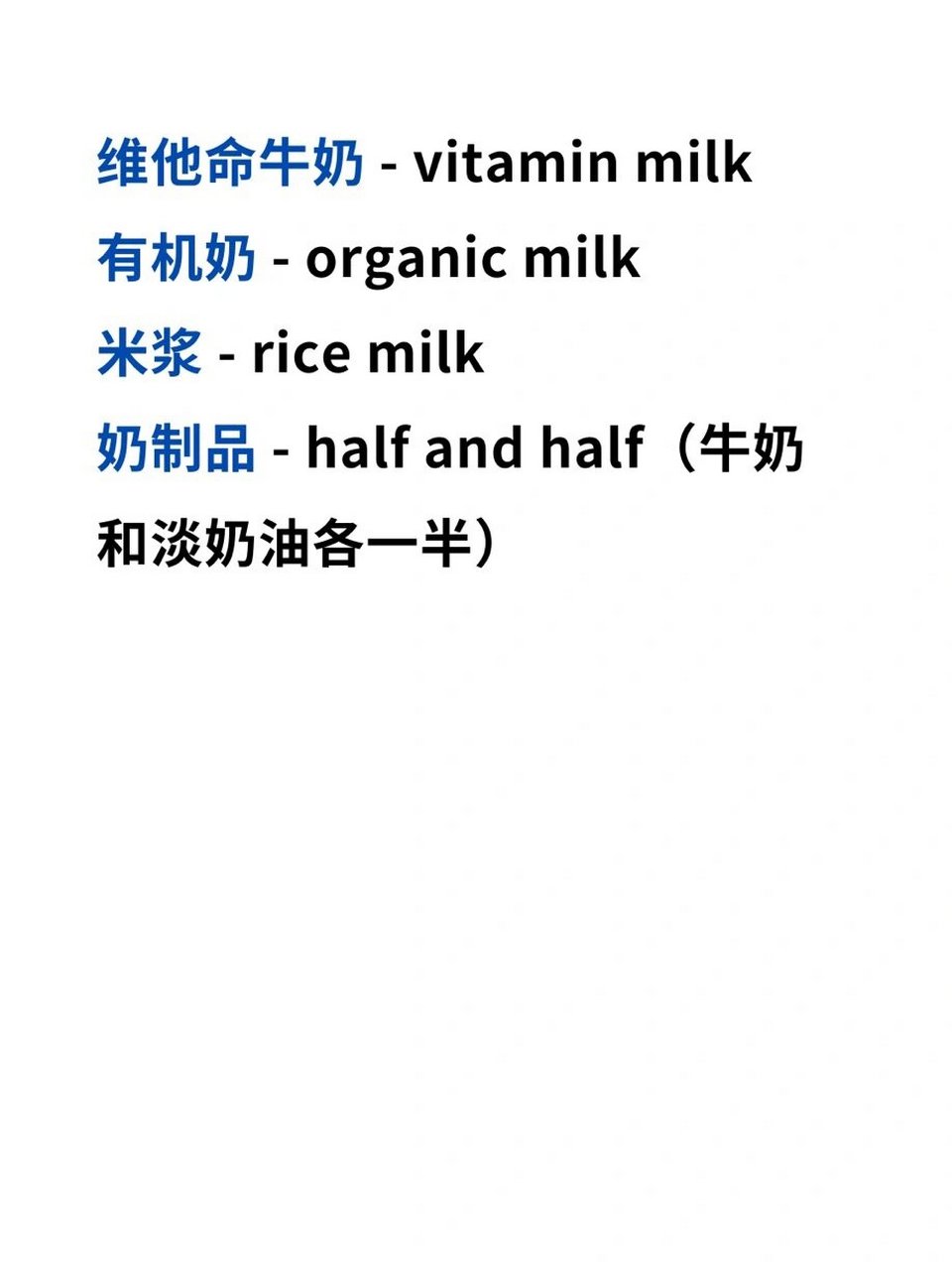 留学生必备中英文对照05牛奶篇 06留学生必备购物英语 	 全脂牛奶