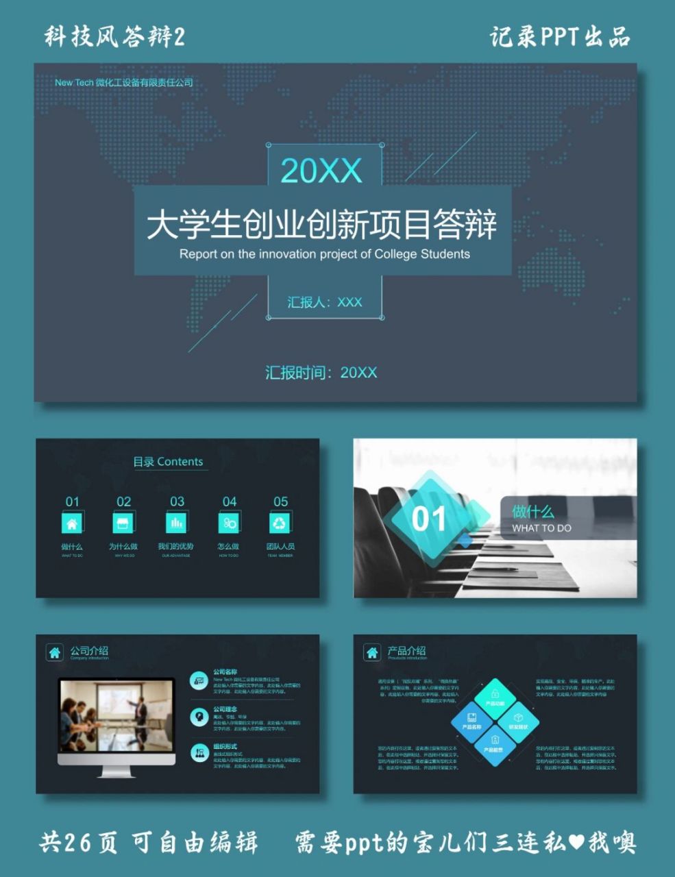 创新创业项目答辩 科技风答辩2 ppt模板 目录包括 ①做什么 ②为什么