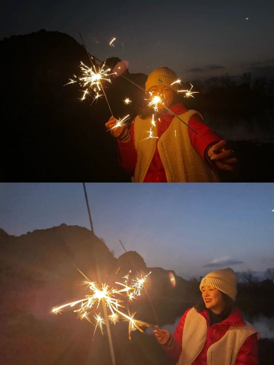 仙女棒# #烟花# #氛围感# #新年# #仙女棒拍照技巧# #新年拍照