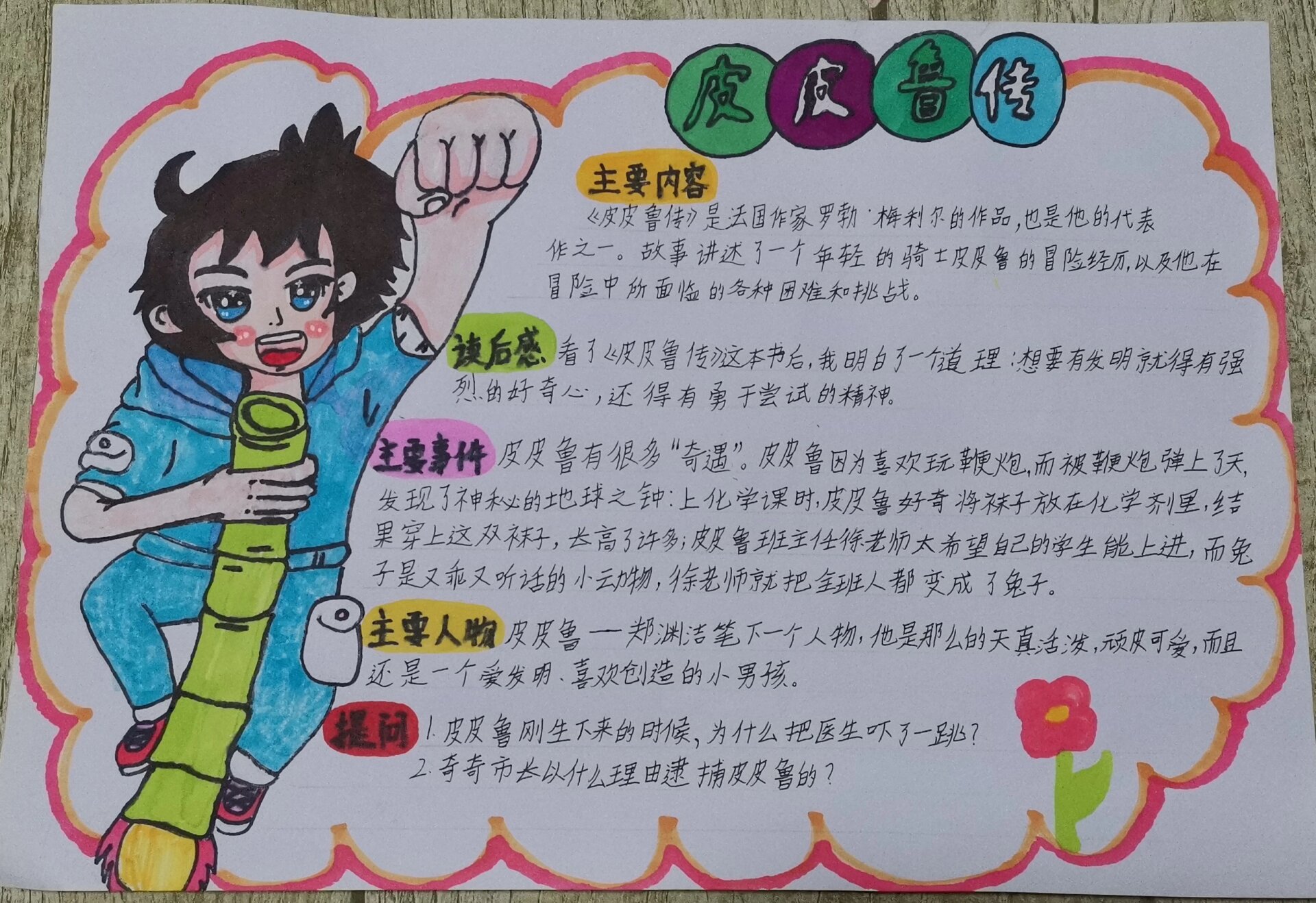 《皮皮鲁传》手抄报@小hi爱学习的动态