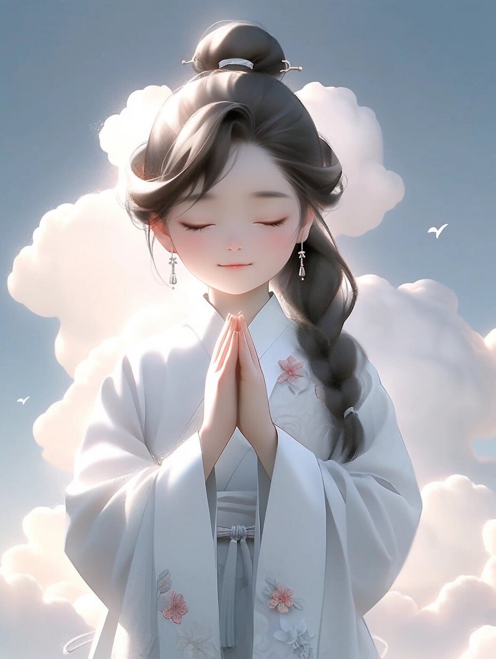 禅风|女生头像94云水禅心  chinese style,cute girl praying