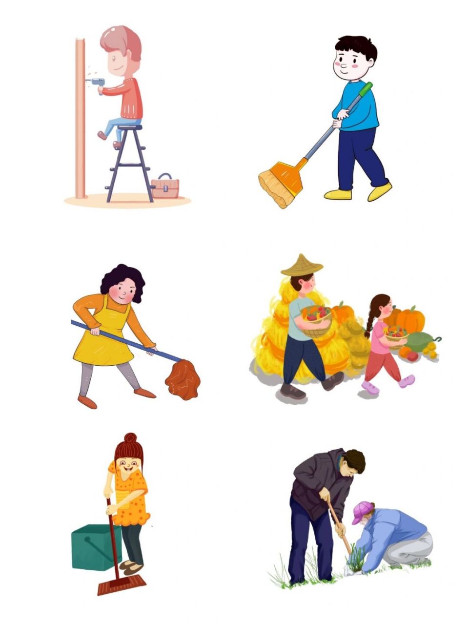 五一劳动节插画素材|免抠图小贴纸 94五一就要到了,给大家准备了