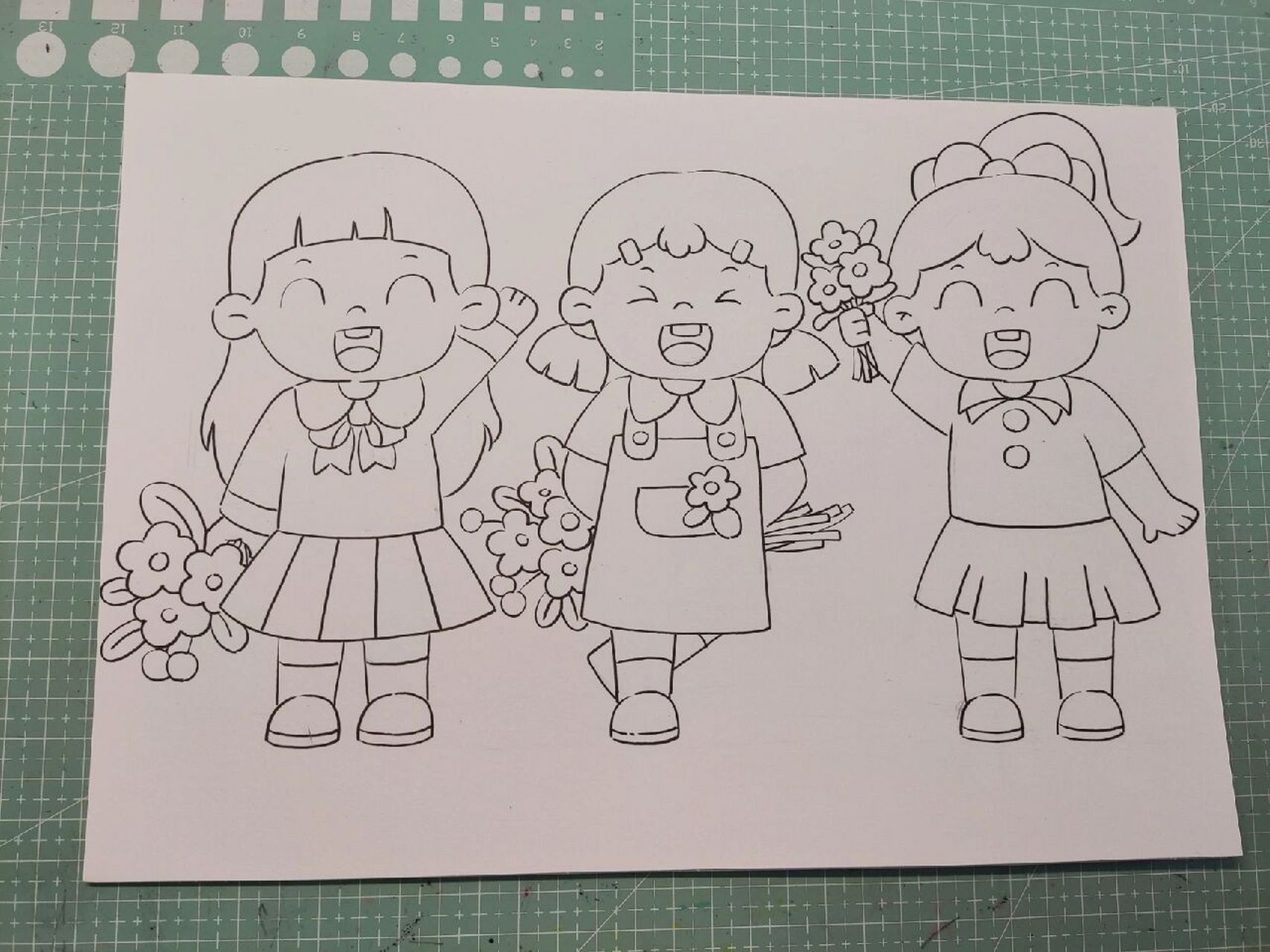 男生女生人物线稿 (儿童画)