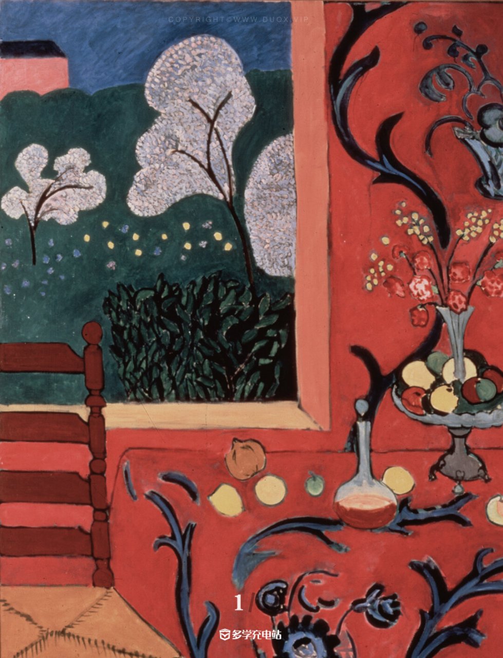 名画赏析|《红色的和谐》马蒂斯 作品名:红色的和谐   red room