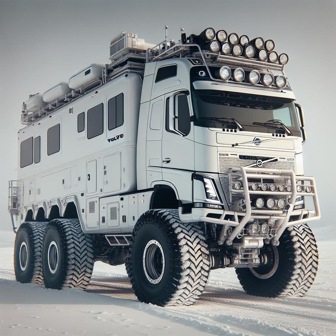 ai设计基于沃尔沃6x6底盘的末日避难房车,还有履带版本