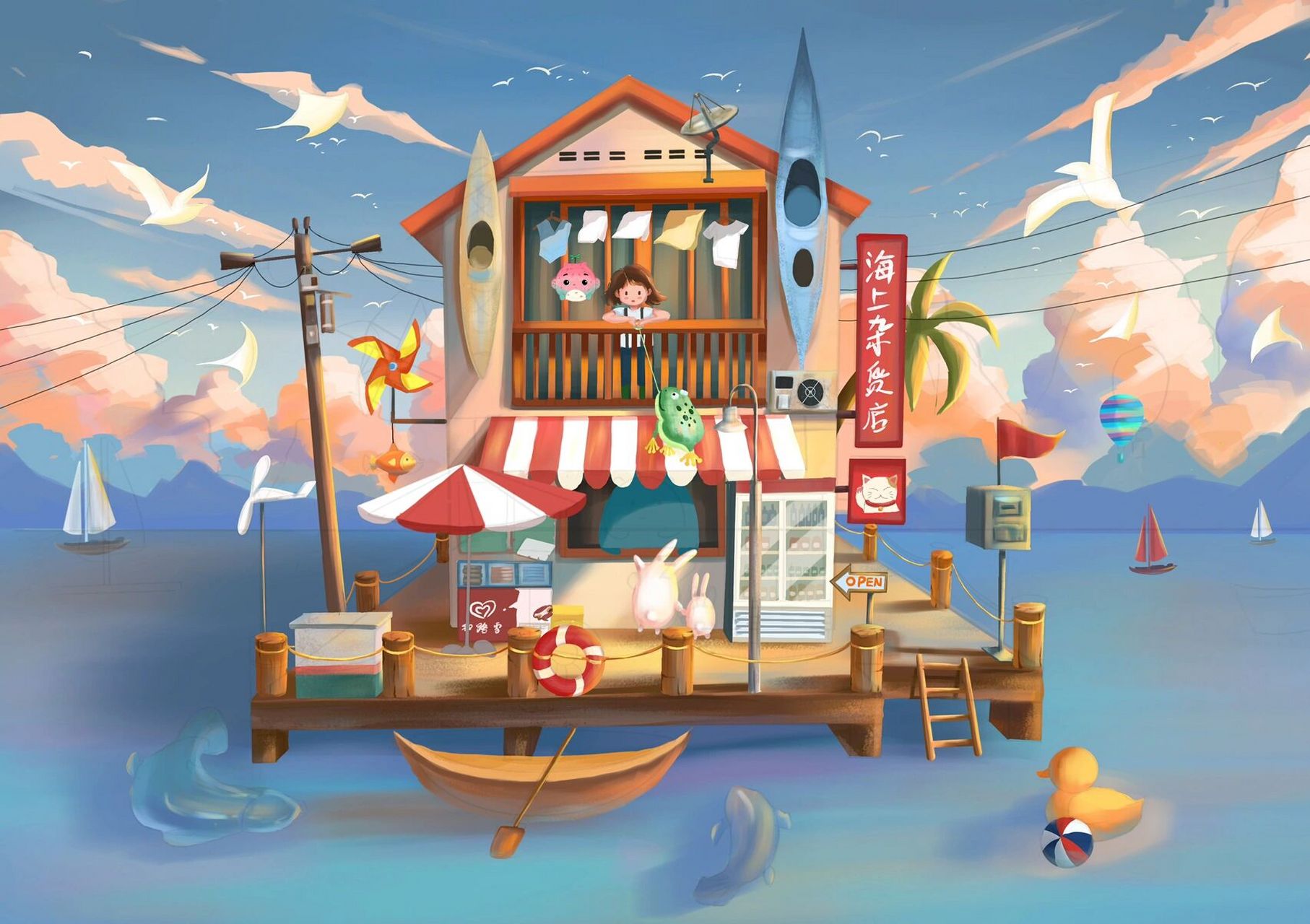 插画分享/云边有个小卖部 上完益生菌老师第一节课后 能够自己创作画