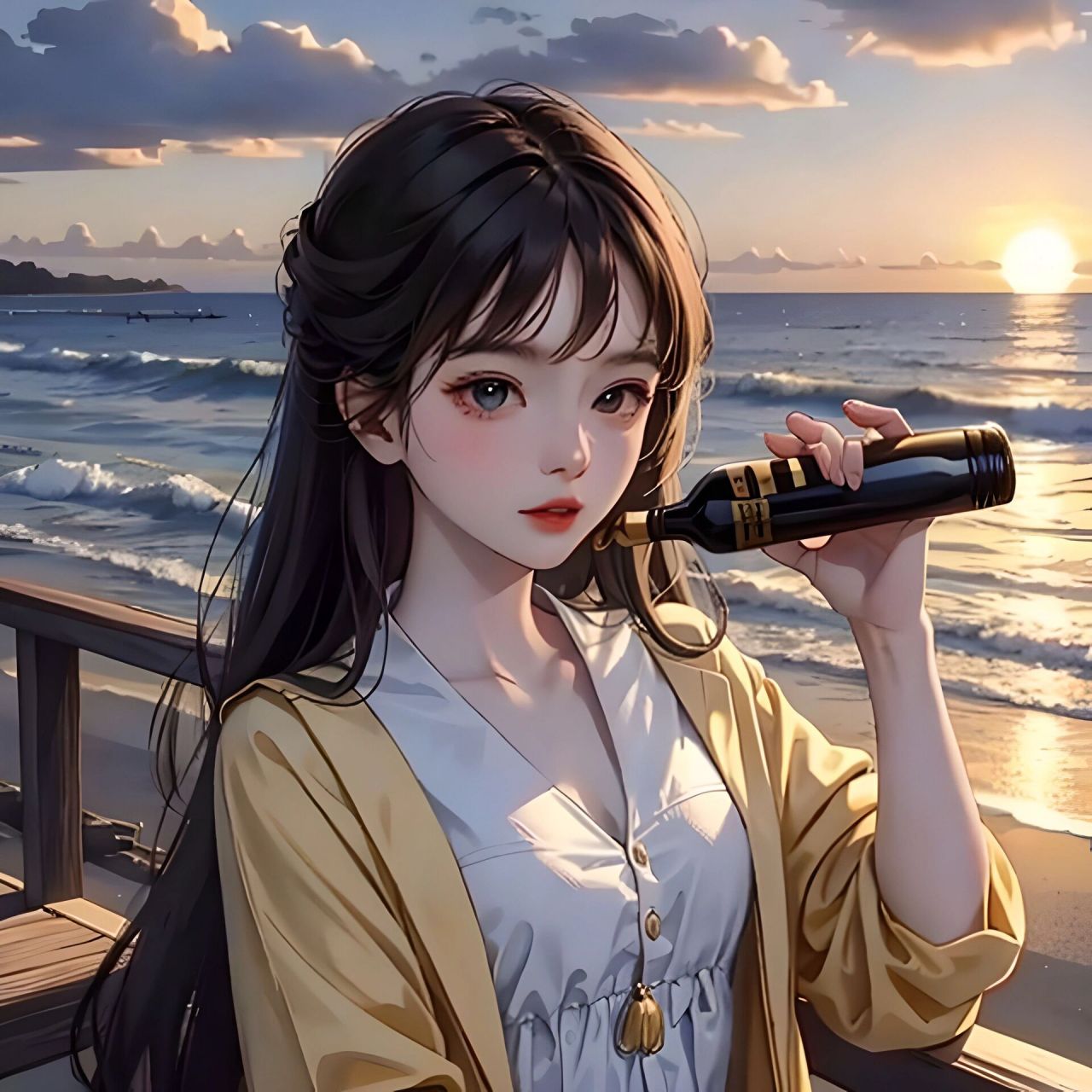 动漫头像|忧郁女头像 一醉,是否能解千愁