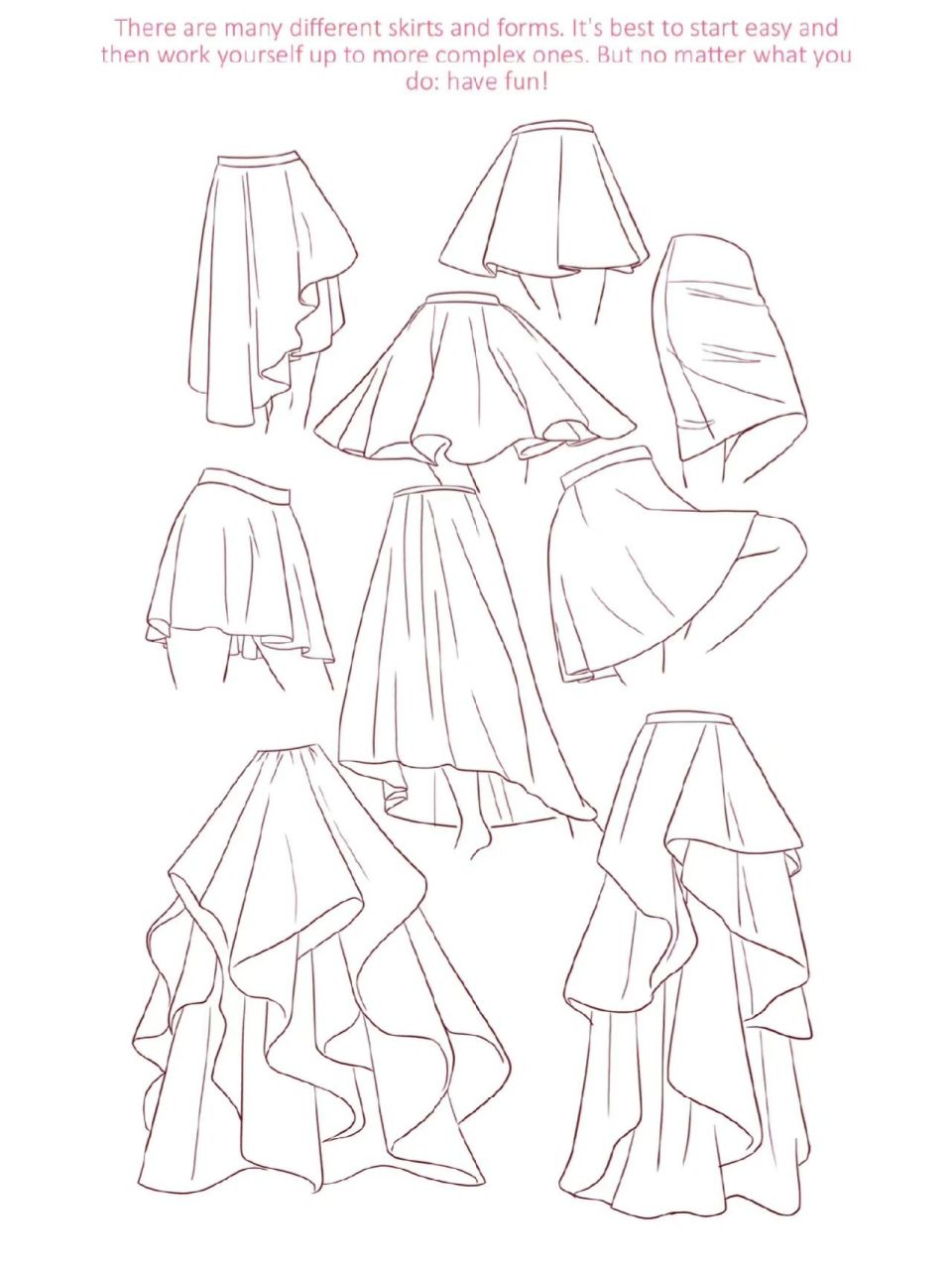 各种裙子绘画参考73建议学习7215 根据动作选择合适的裙子