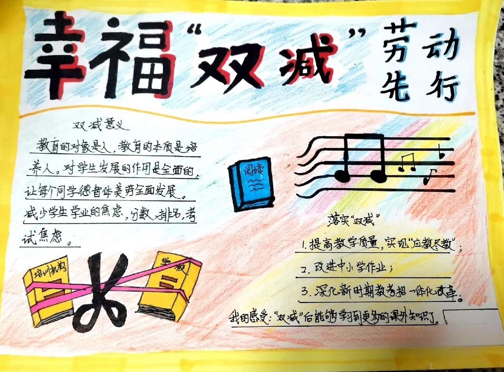 幸福"双减",劳动先行手抄报