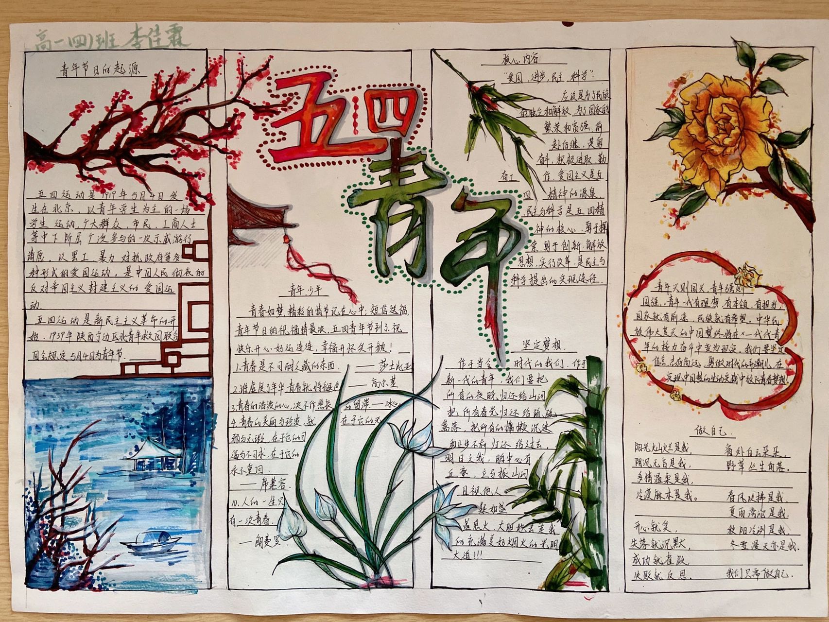 五四青年节手抄报    学生的作品