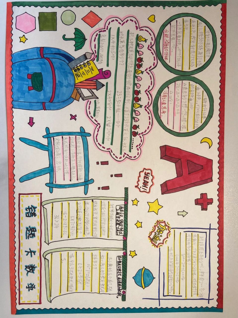 二年级数学错题卡手抄报