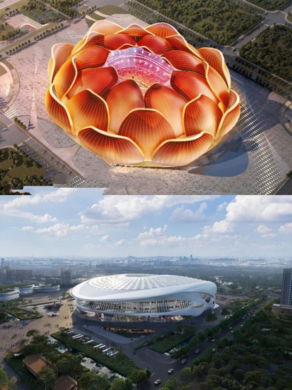 "莲花"变"牙雕"广州足球公园新造型亮相 继今年7月,原"广州恒大足球场