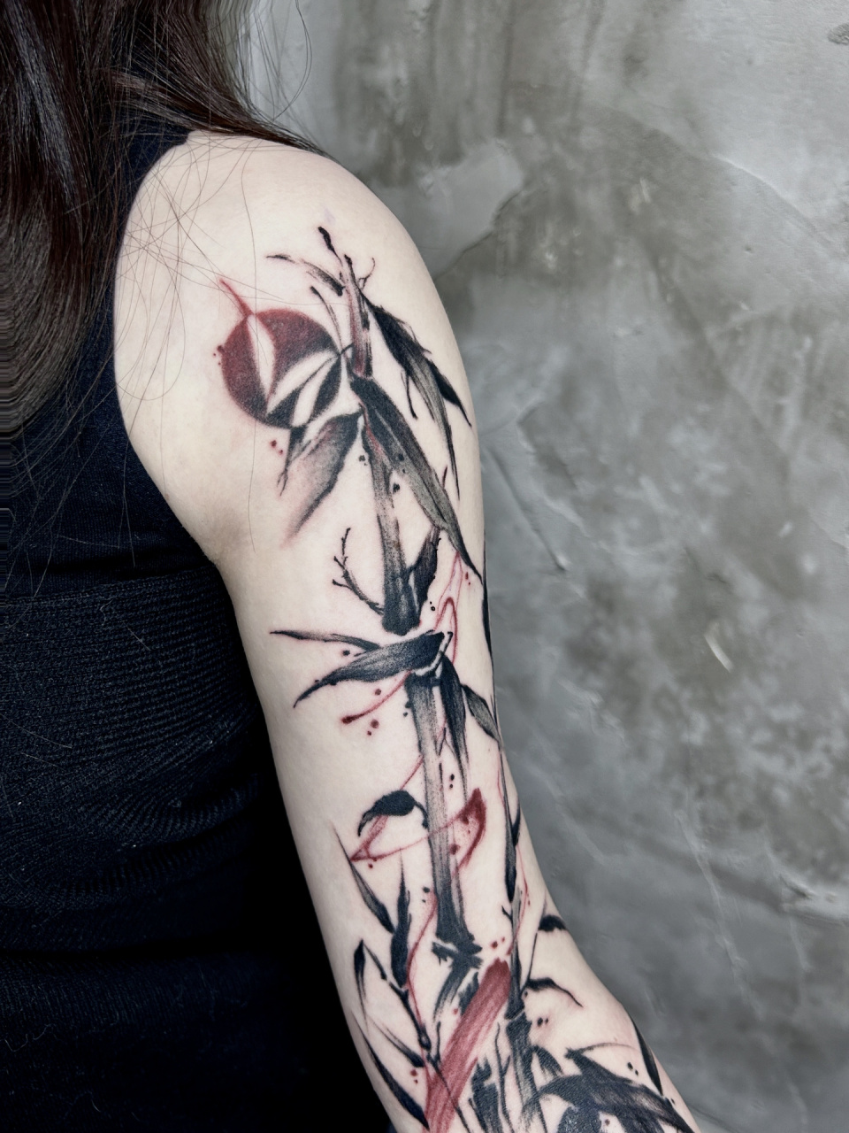 竹|水墨纹身|花臂纹身