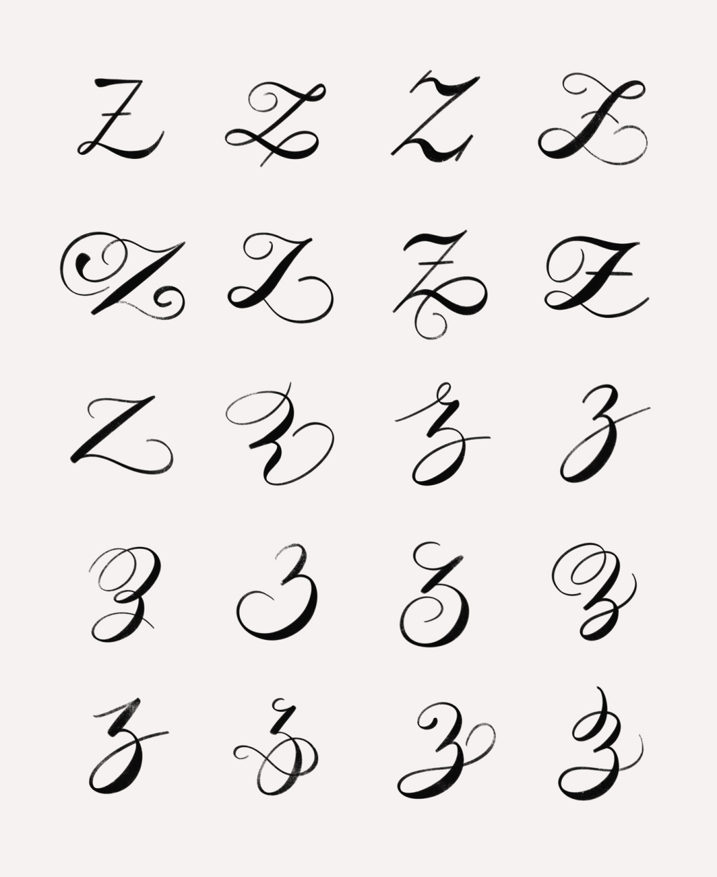 英文书法|z的20种写法 有小伙伴着急想看z,90那我就先写z吧.