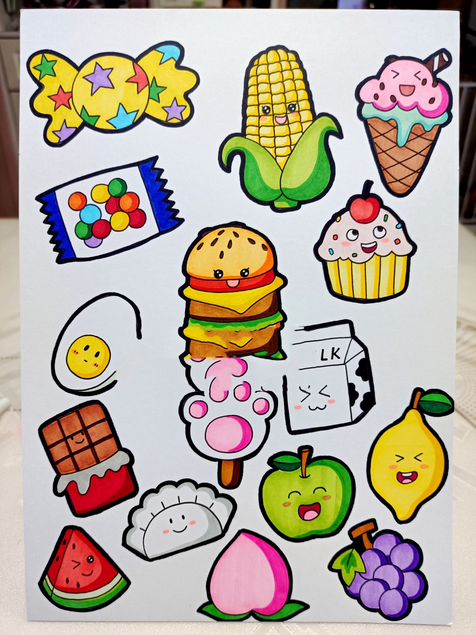 简笔画《蔬菜·水果·零食》 马克笔儿童画-320蔬菜·水果·零食