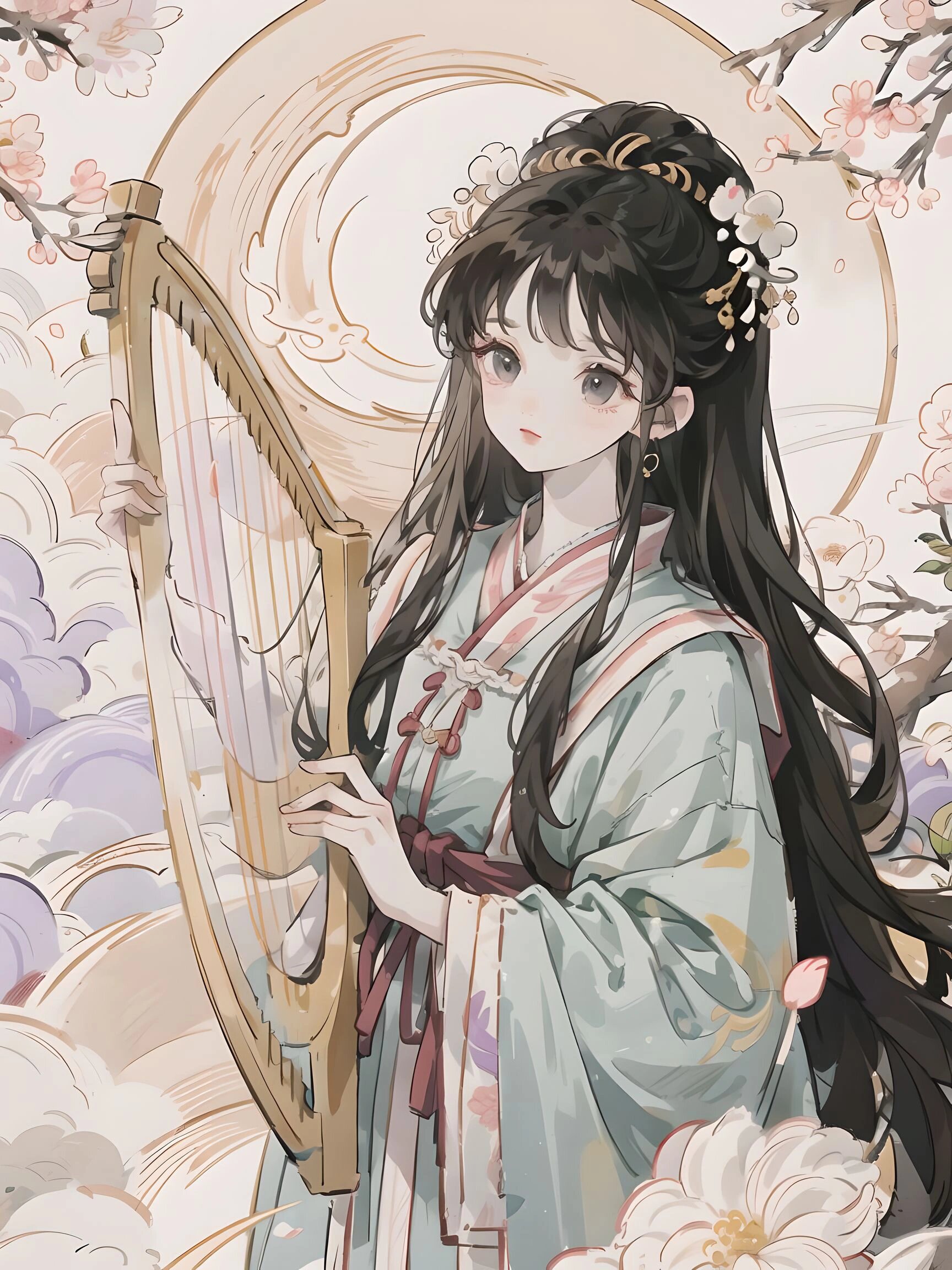 古风系头像|(12张)古琴少女