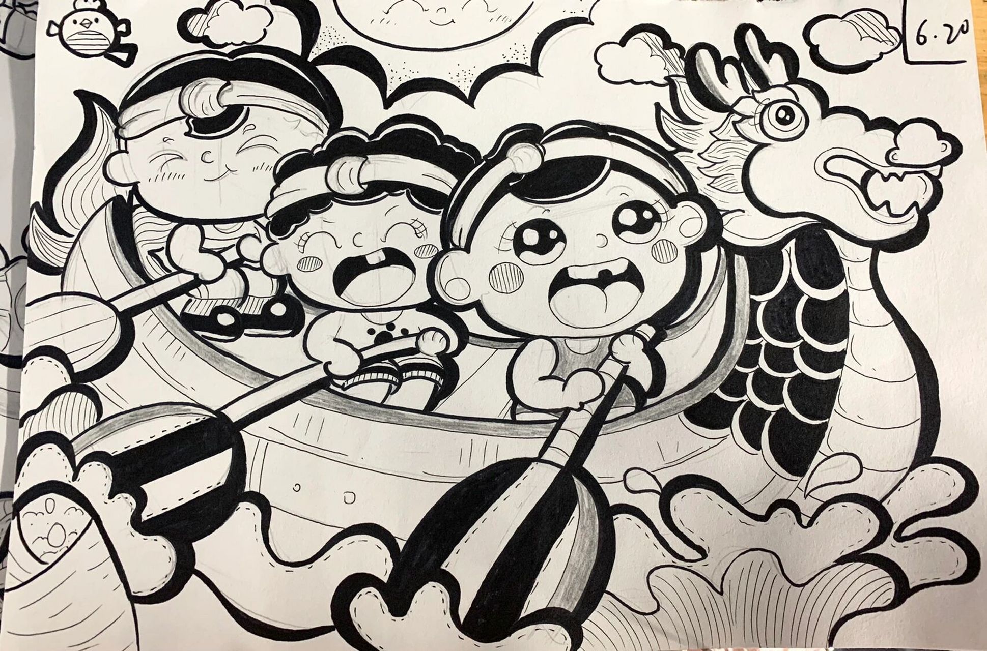 划龙舟 端午节儿童主题画 今日更新