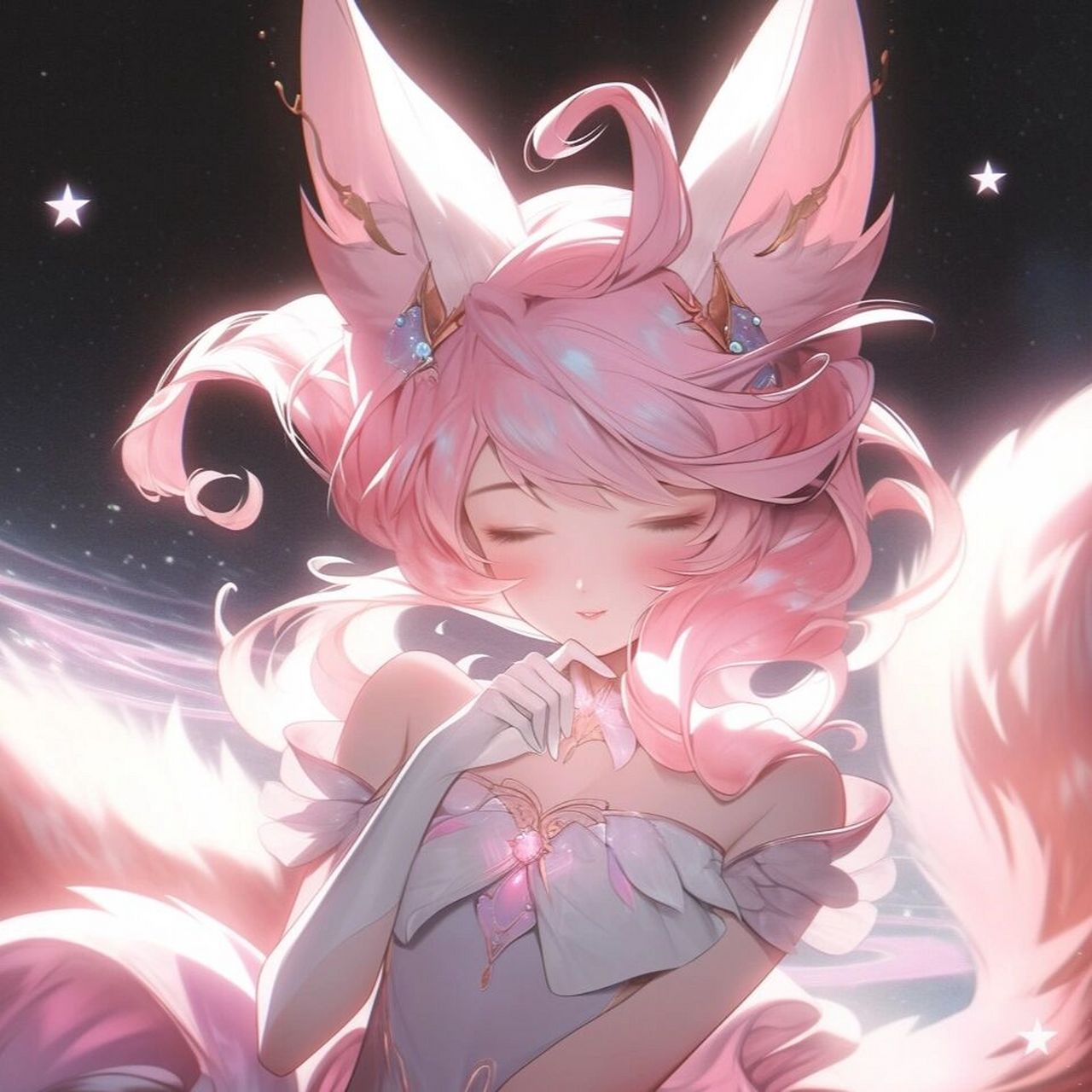 青丘白狐丨光绘风头像,甜美