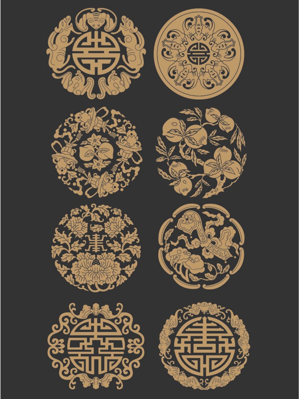 59  国风古典传统纹样花纹纹理|金红色 分享国风古典传统吉祥花纹