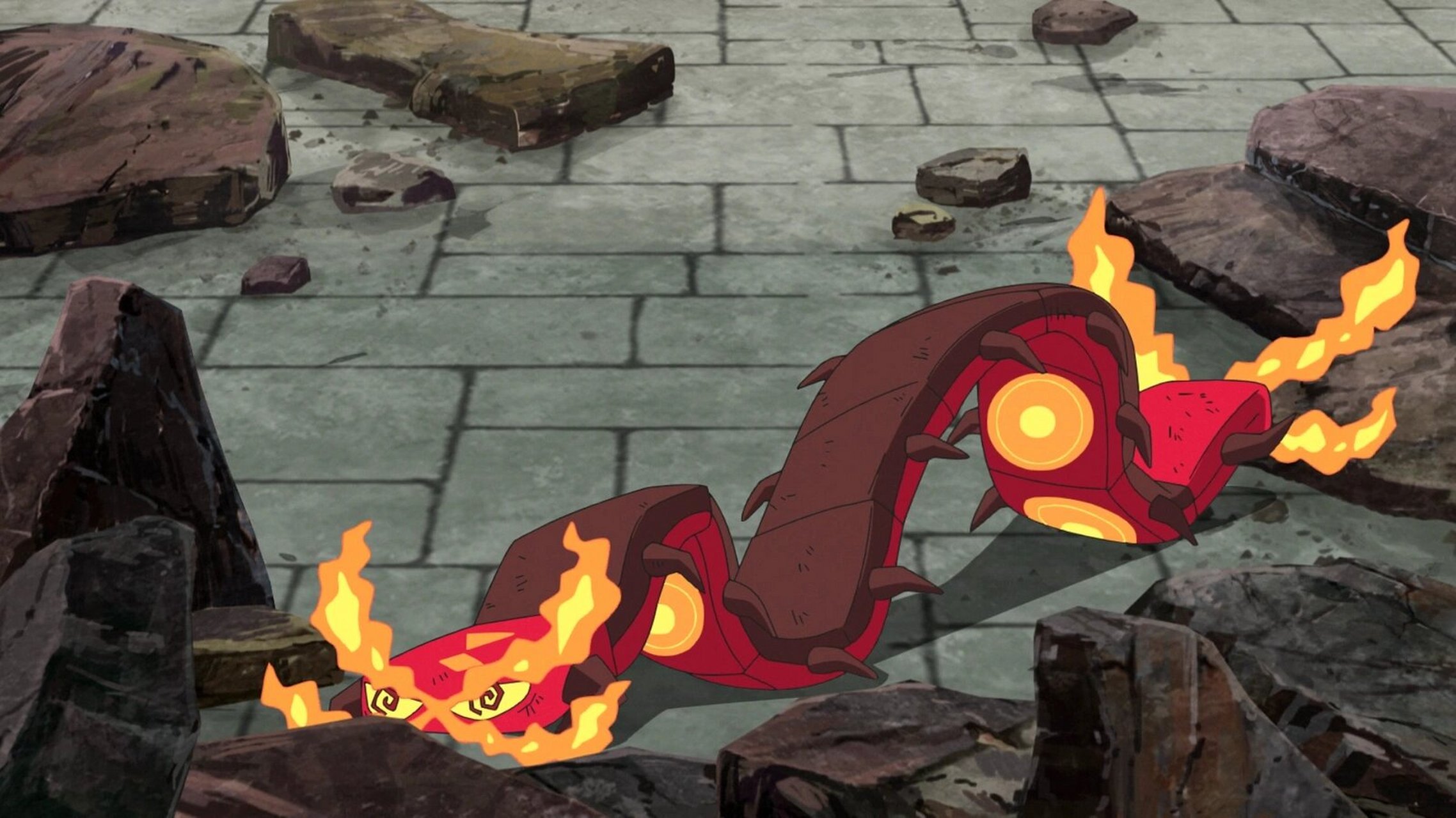 宝可梦图鉴0851:焚焰蚣 0851:焚焰蚣 属性:火,虫                分类