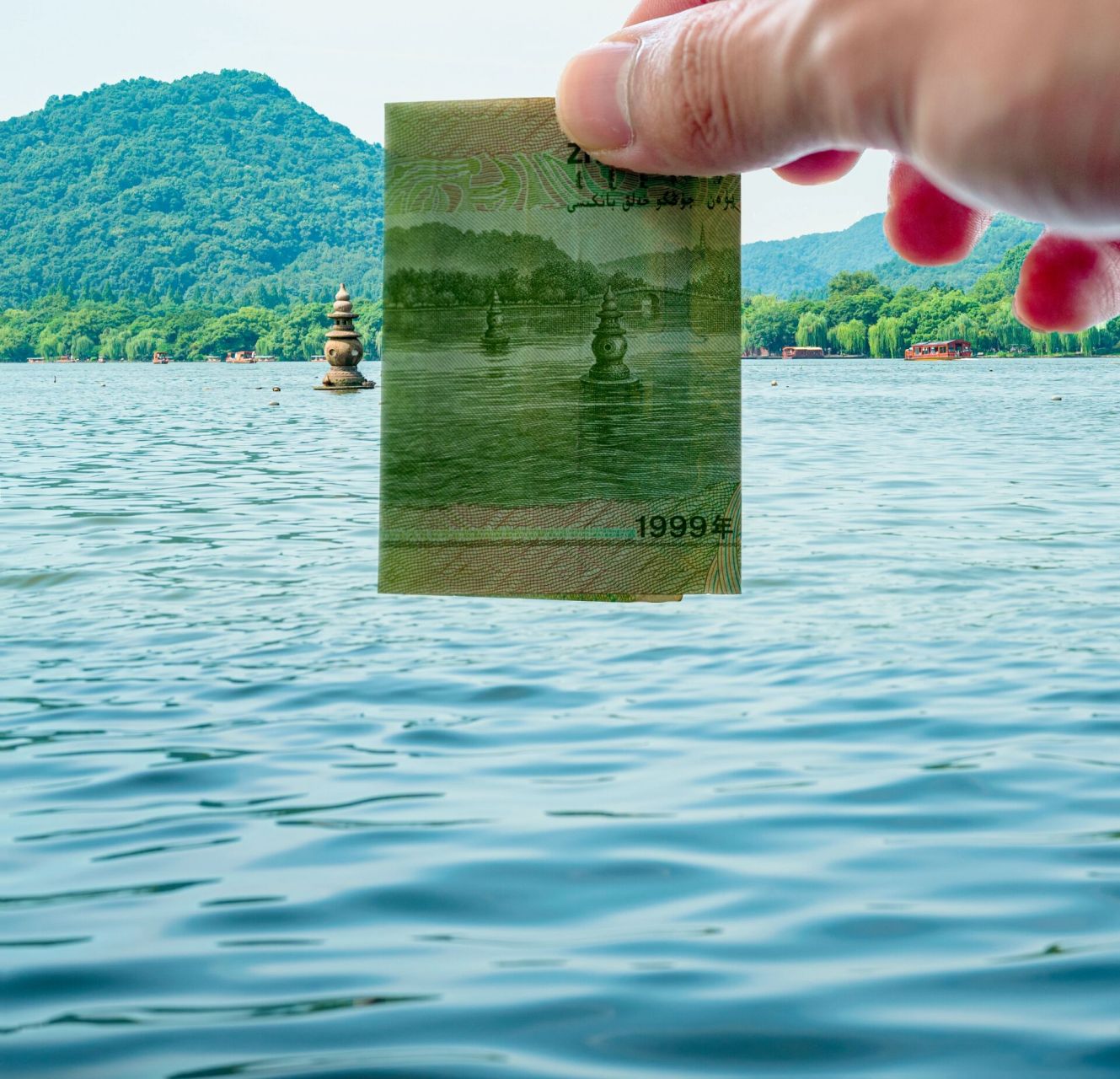 人民币西湖图片