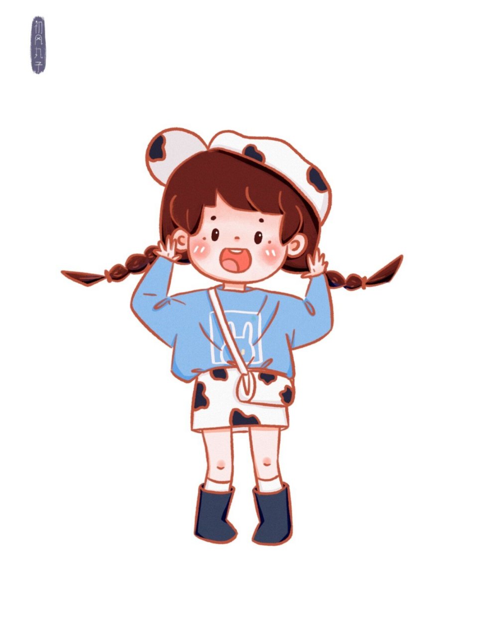 简笔画女孩插画 | 拍照姿势小结 99又到小结日,这个系列是参考博主