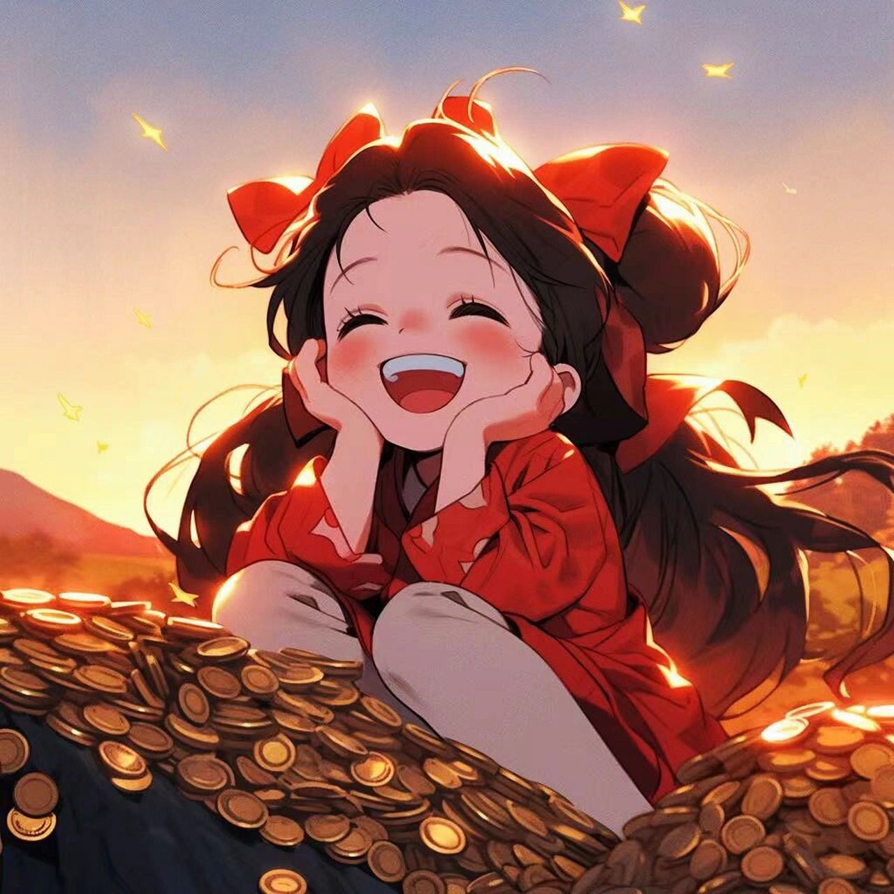 暴富女生头像/治愈系  我可以没有爱情过顾,不能没有收入.