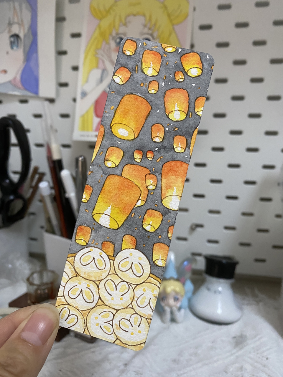 自制元宵孔明灯书签92(附过程)画具分享 元宵节来咯,前面画了花灯