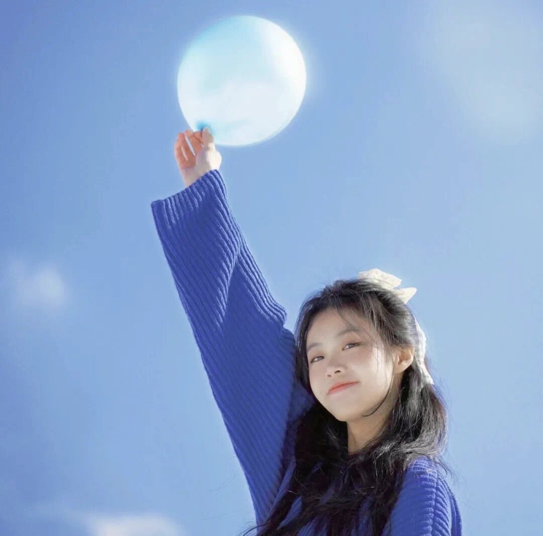 治愈蓝色系列小众清新真人女生闺蜜头像|98