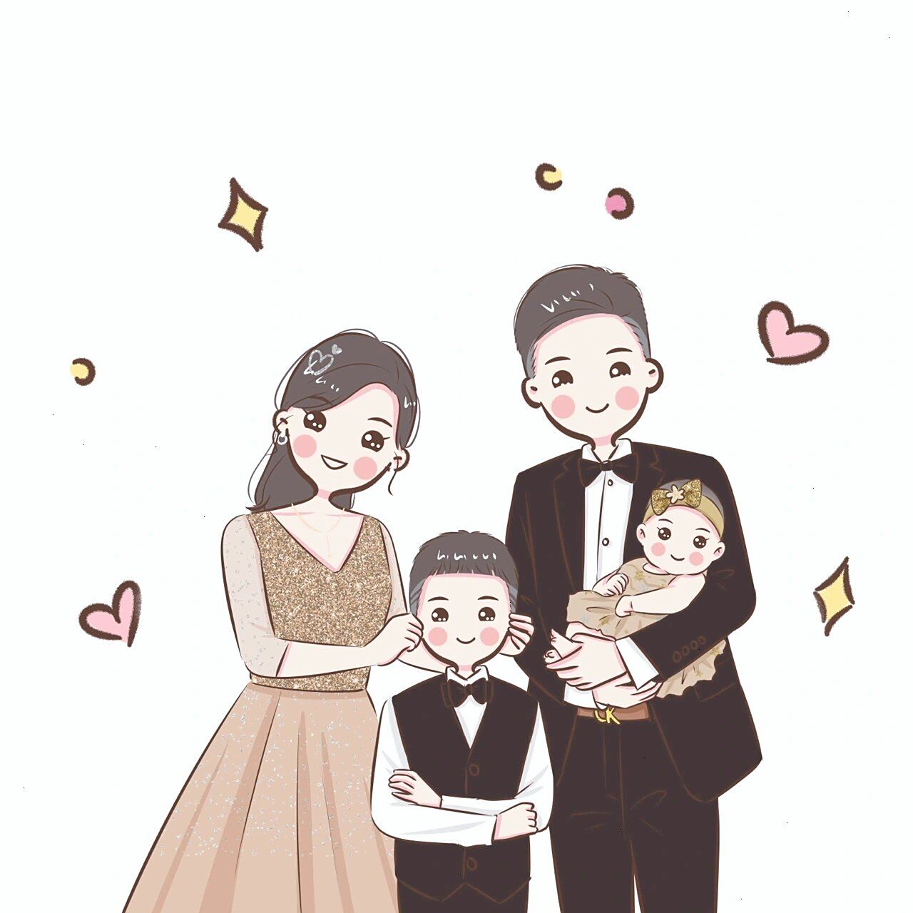 简笔画头像 | 幸福的一家四口 客稿勿用!     暖春樱花季