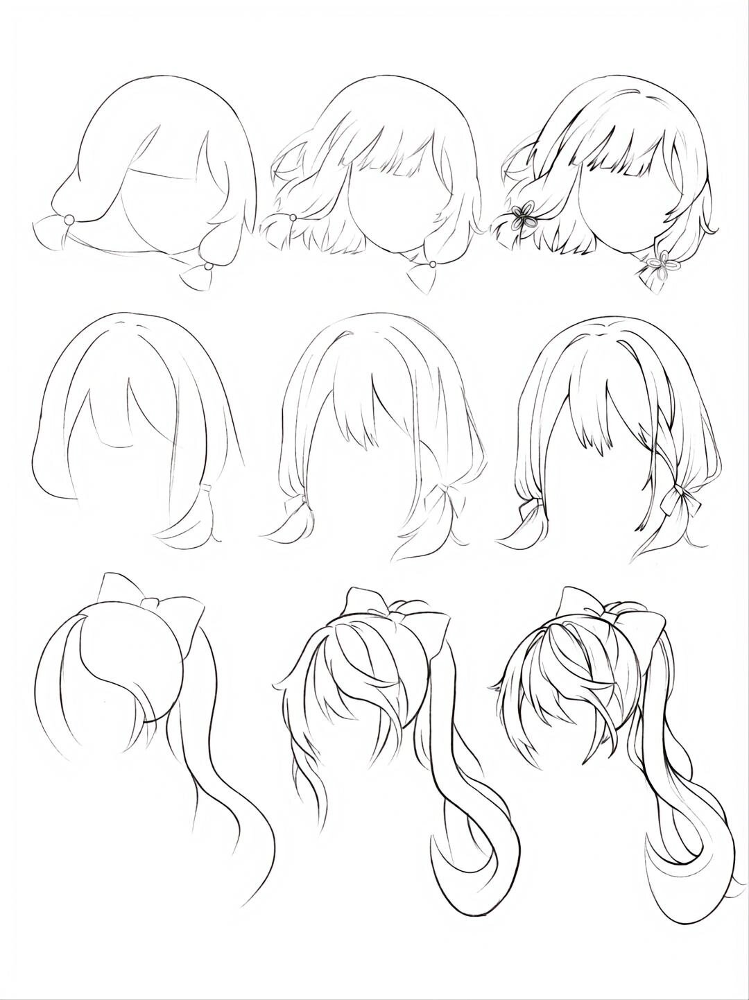 3/4侧面头发画法