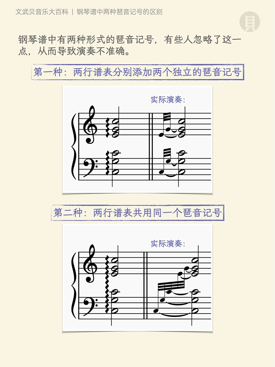 钢琴谱中的这两种琶音记号,千万要分清!