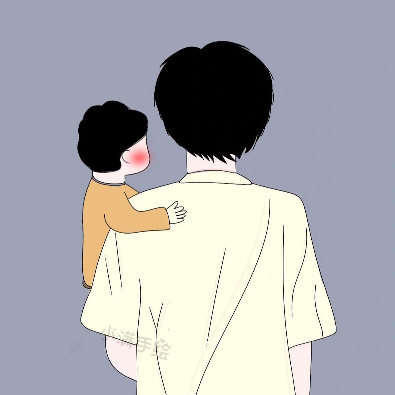 原创手绘卡通背影亲子头像情侣母父子别盗图 禁止盗图,商用,二改!