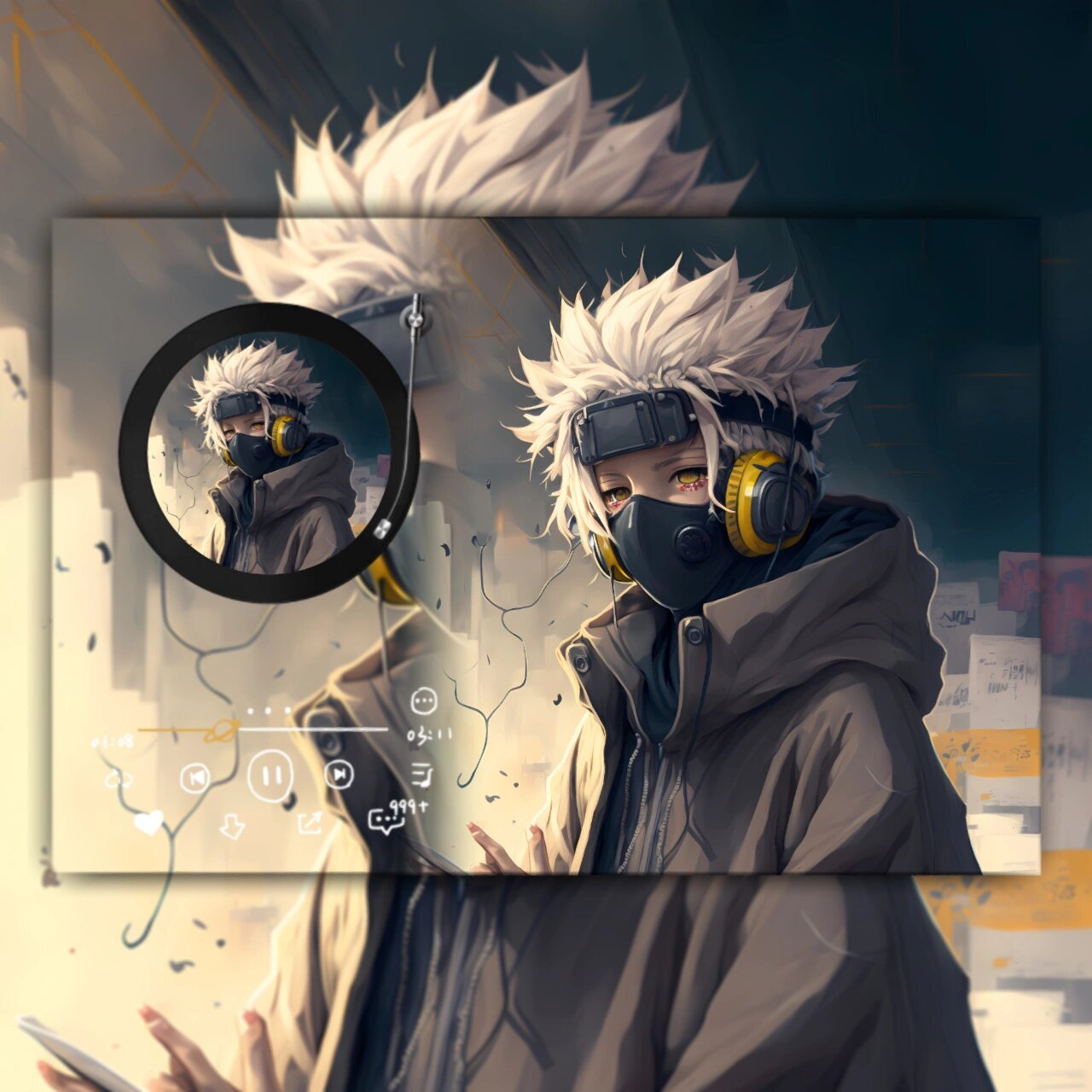 白发赛博忍者男头,超酷 #赛博朋克风# #ai绘画# #火影忍者