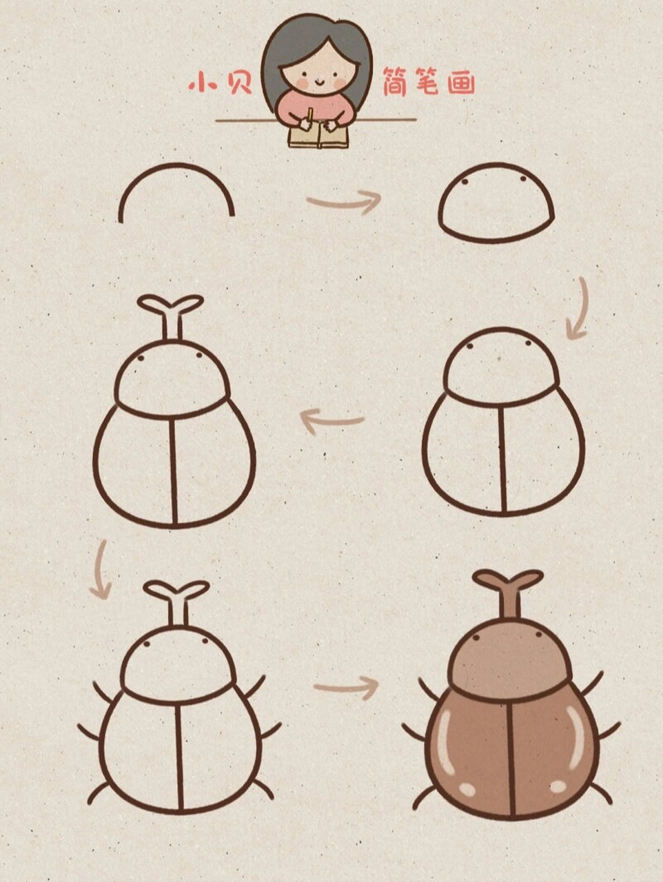 小贝简笔画-独角仙 8215独角仙大量出现于6~8月,具有趋光性,多为