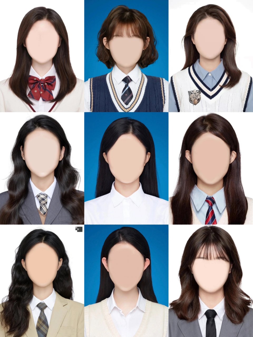 81款完美证件照职业装学院风换脸ps模板合辑 职业装证件照学院风艺考