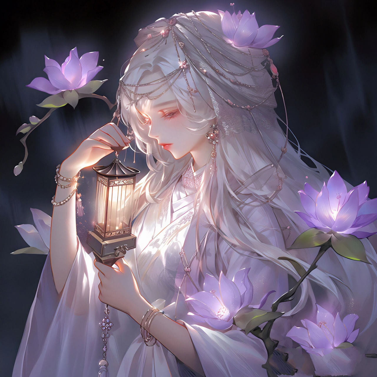 手执莲花,无忧无虑去凡尘!▏古风女生头像