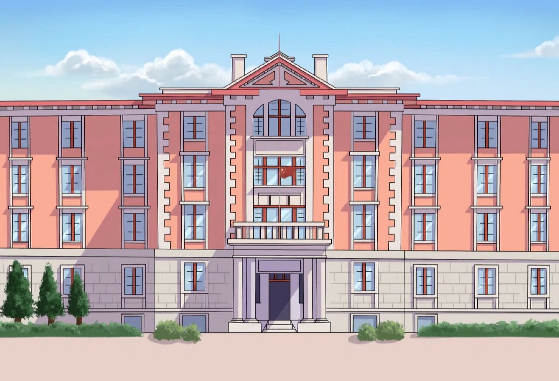 北大红楼|procreate绘画 迟来的国庆贺图!断断续续抽空画了好几天