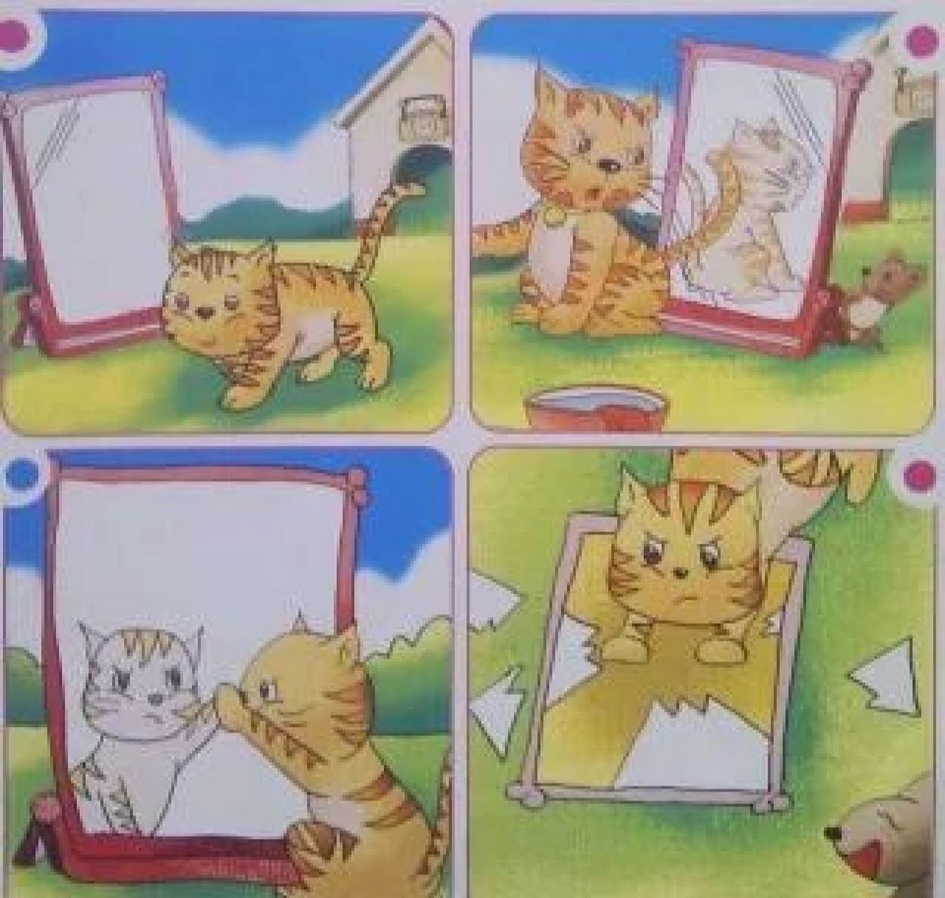 小猫照镜子简笔画图片