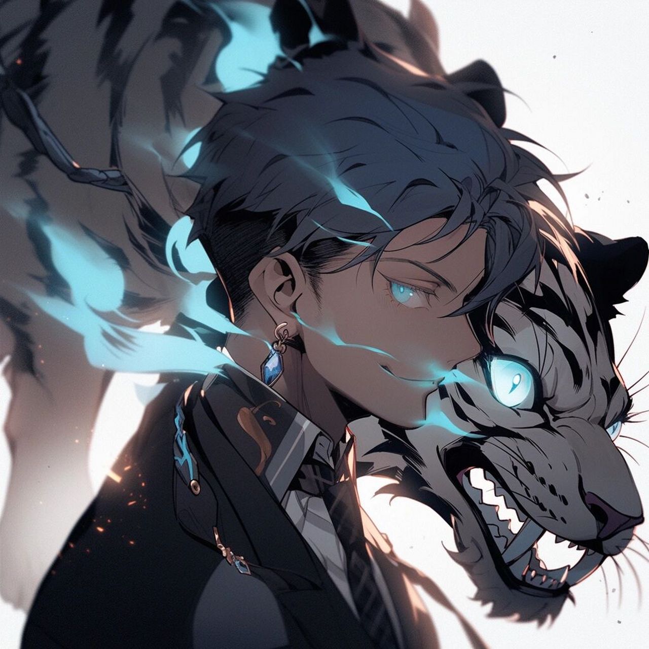 少年与虎系列头像,黑黄蓝三色 这一期少年与虎头像更新了蓝色主题黑色