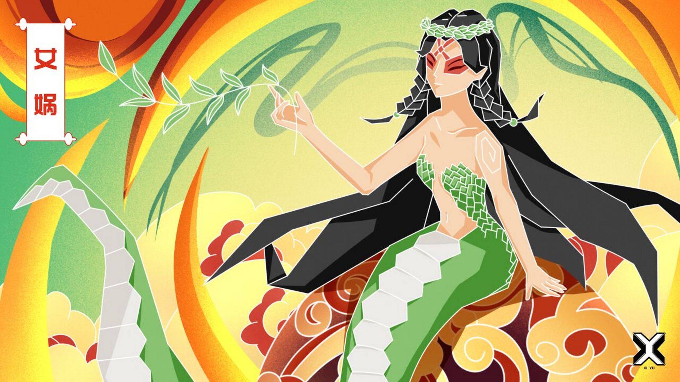 神话系列原创插画第二弹~女娲造人 这一次的故事是女娲造人.