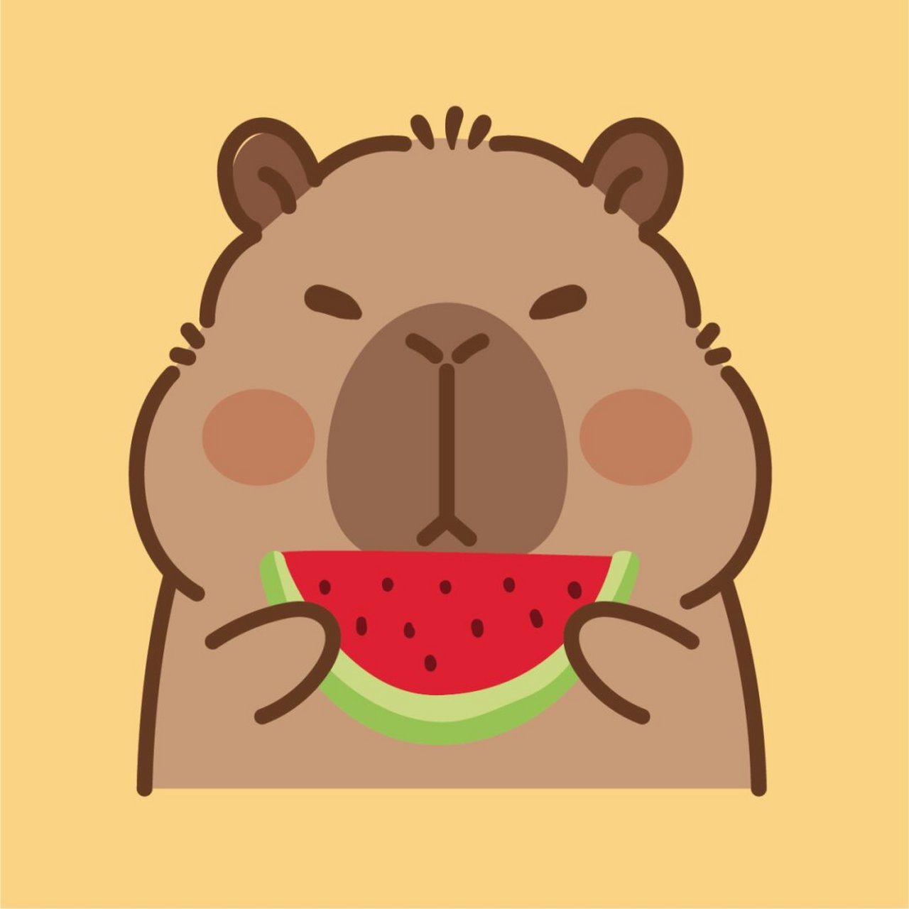 原创|卡皮巴拉水豚鼠ip,卡通形象插画表情包,治愈系ip,元气满满,活泼