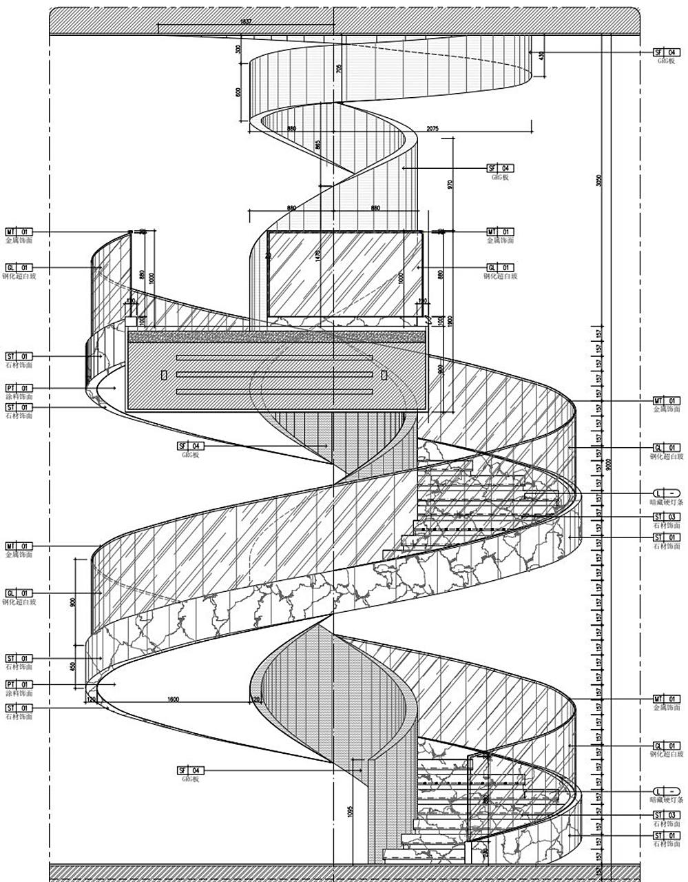 旋转楼梯节点 钢结构旋转楼梯的施工工艺步骤:(仅供参考) 	 911.